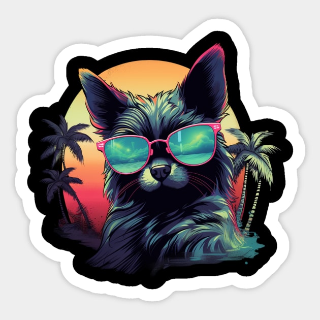 Retro Wave Balinese Cat Sticker by Miami Neon Designs